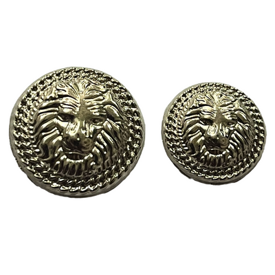 Pure Silver Color Fearless Lion Face Shaped 1 Hole Round Metal Buttons