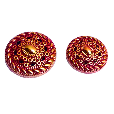 Golden Red Color Desginer Round Shape 1 Hole Metal Buttons