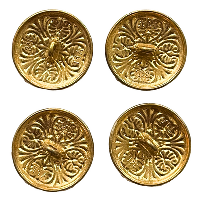 Matte Gold & White Color Engraved Designer 1 Hole Metal Buttons