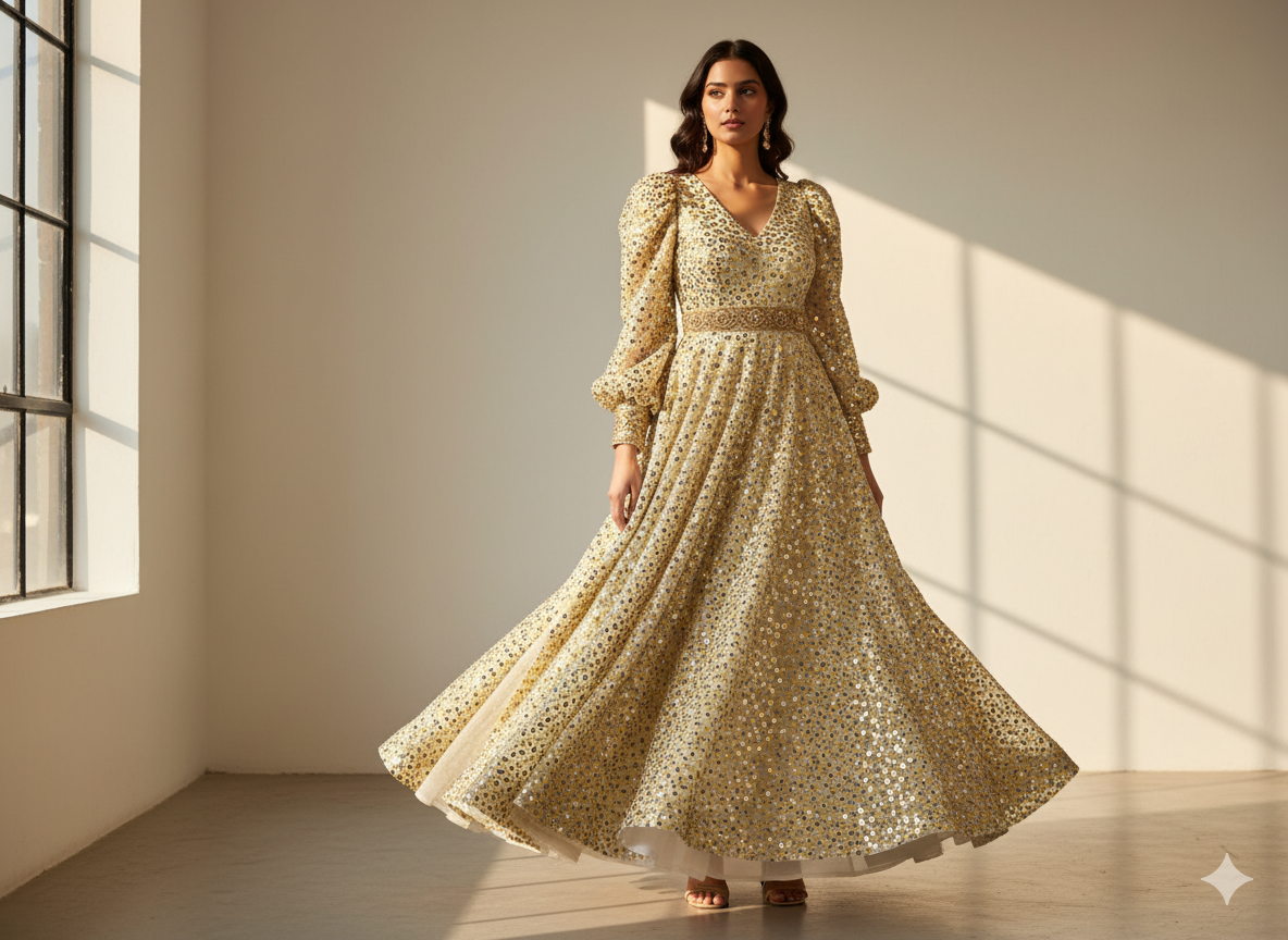 White Pure Viscose Chinon Chifon With Embroidered Fabric