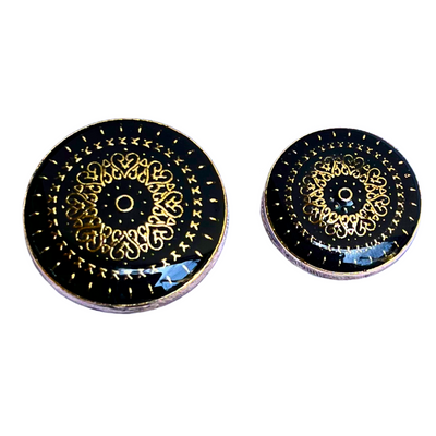 Black & Golden Color Traditional Designer 1 Hole Metal Buttons