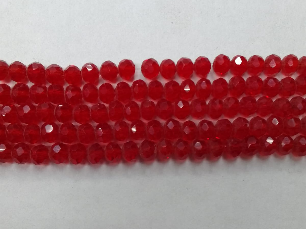 Dark Red Tyre Crystal Glass Beads- 6 mm