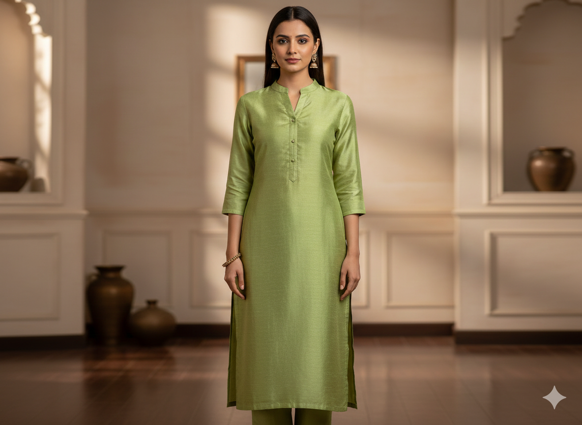 Pista Green Plain Bangalore Raw Silk Fabric  (Wholesale)