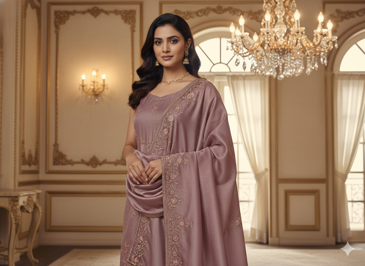 Pastel Dusty Pink Plain Malai Satin Fabric