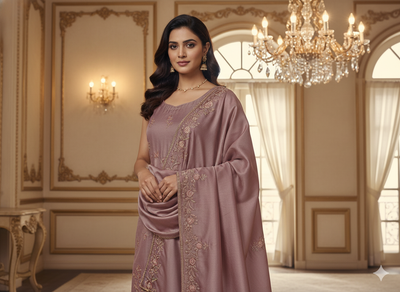 Pastel Dusty Pink Plain Malai Satin Fabric