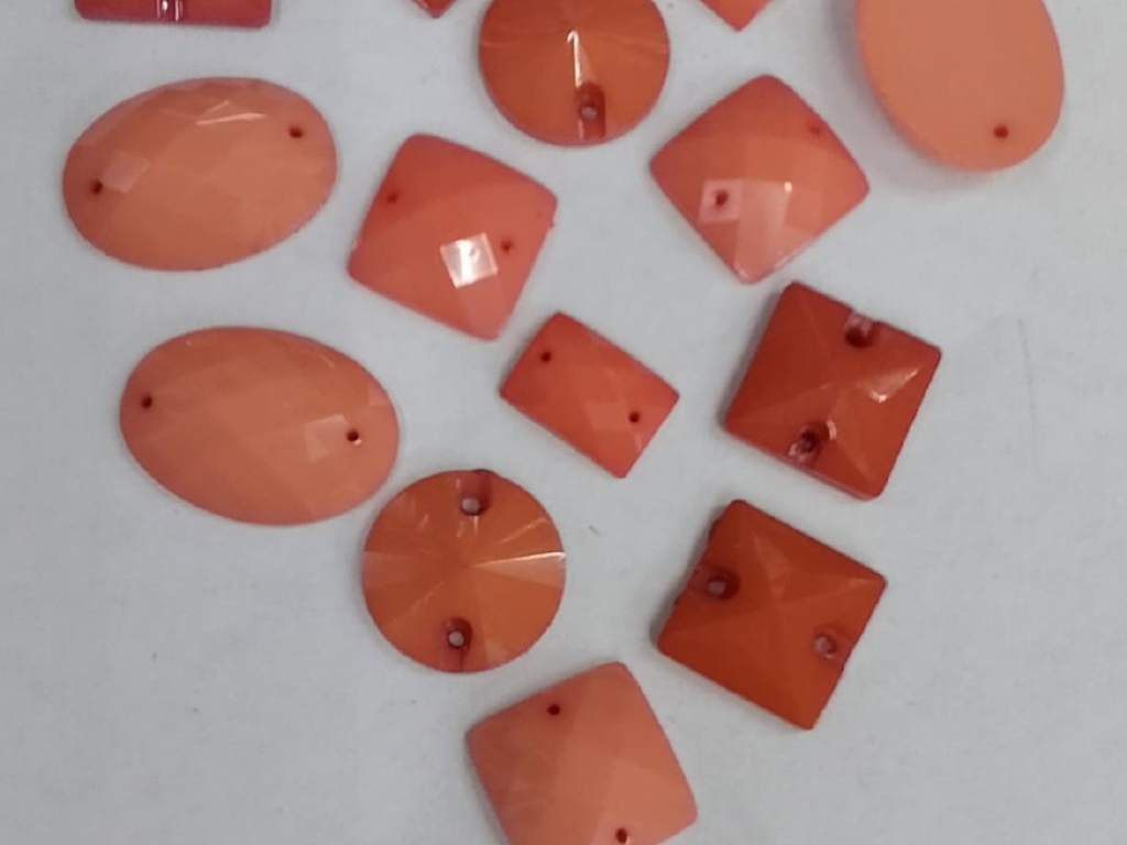 Coral Faceted Mix Shape 2 Hole Plastic Stone