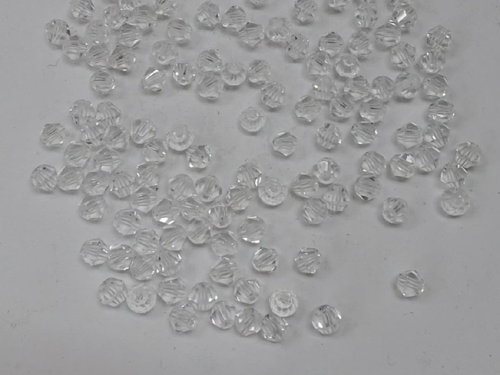 White New Cut Crystal Glass Beads- 4 mm