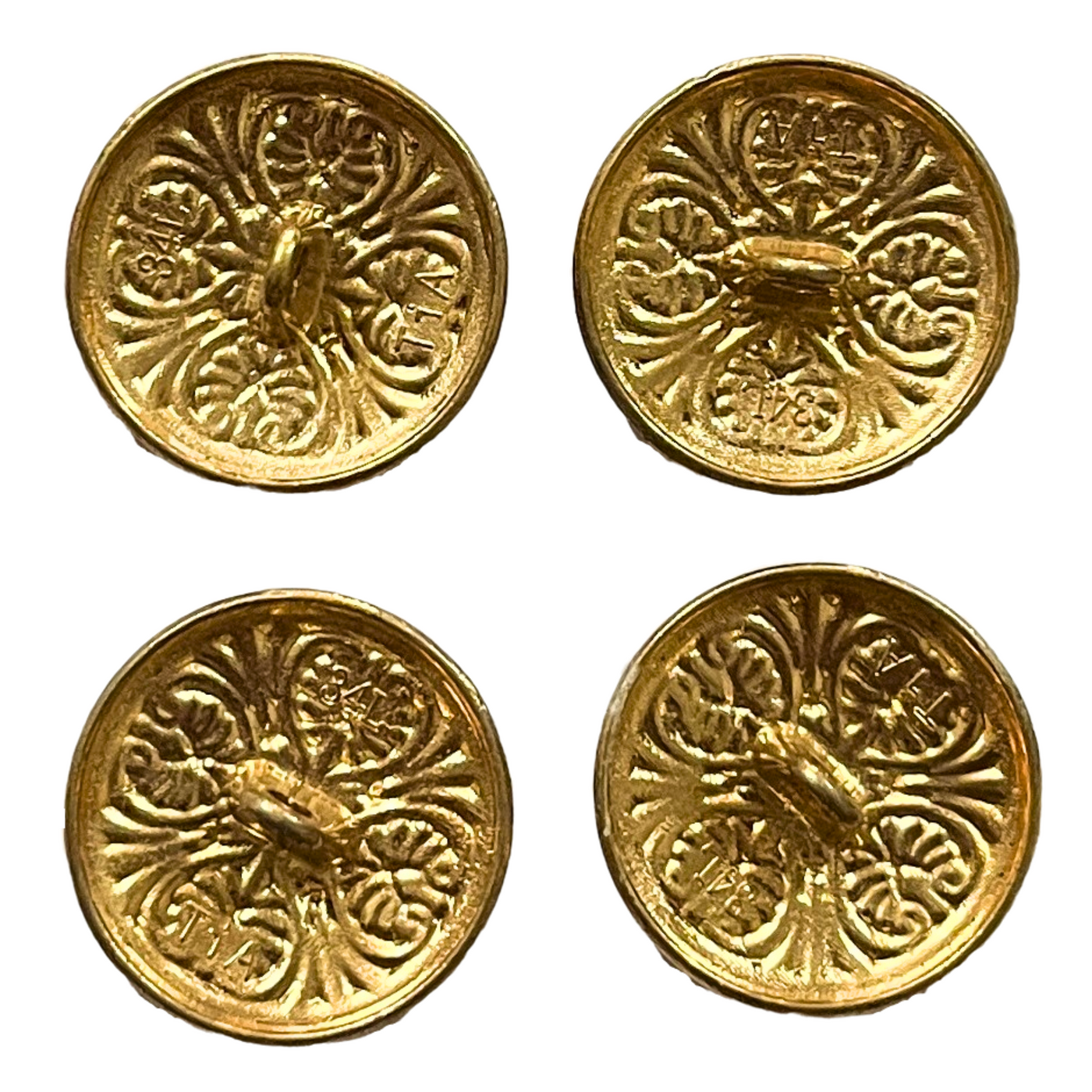 Matte Gold & Black Color Engraved Designer 1 Hole Metal Buttons