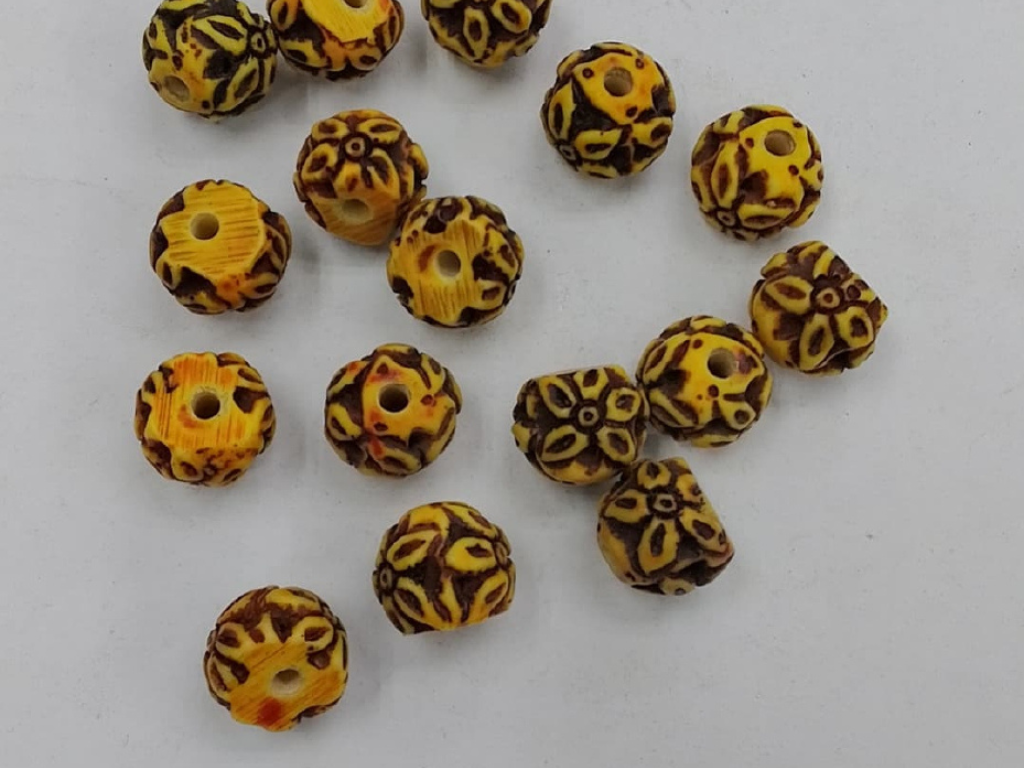 Yellow & Brown Designer Plastic Stones