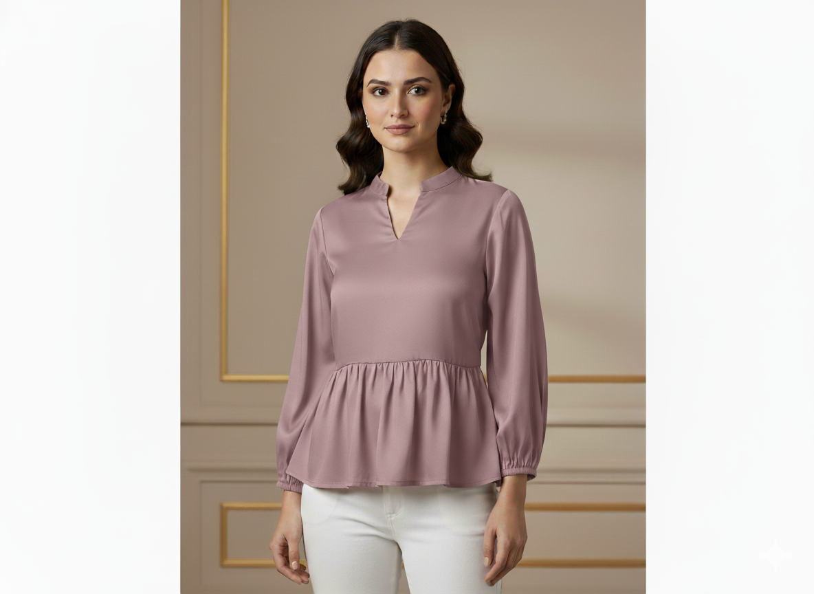 Pastel Dusty Pink Plain Malai Satin Fabric