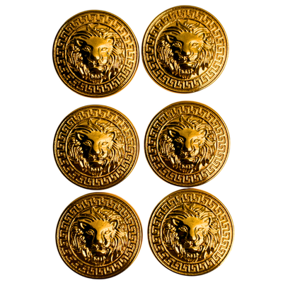 Pure Golden Lion Face Antique Design Round Shank Metal Button