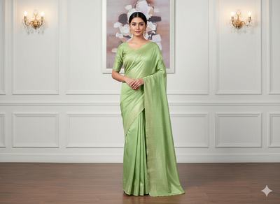 Pista Green Plain Bangalore Raw Silk Fabric  (Wholesale)