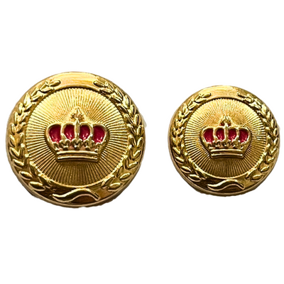 Pink & Golden King and Queen Crown Design Round 1 Hole Metal Buttons