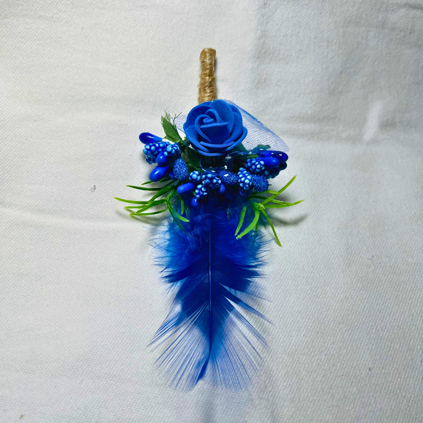 Blue Faux Feather Flower Brooch ( Wholesale )