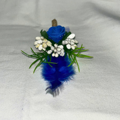 Blue Faux Feather Flower Brooch ( Wholesale )