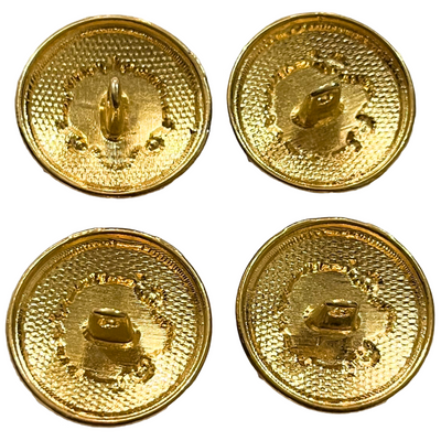 Pure Golden Color King & Queen Singhasan Designer Round 1 Hole Metal Buttons