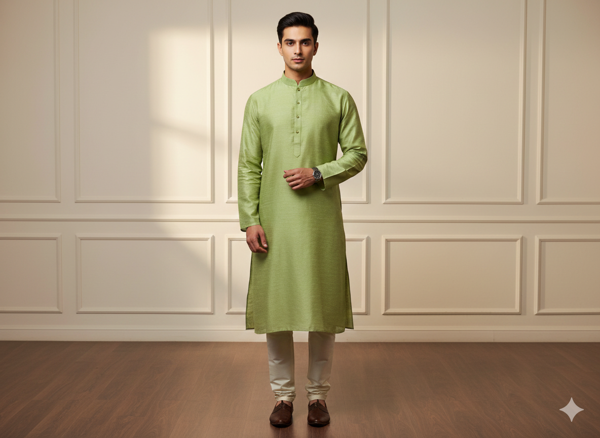 Pista Green Plain Bangalore Raw Silk Fabric  (Wholesale)