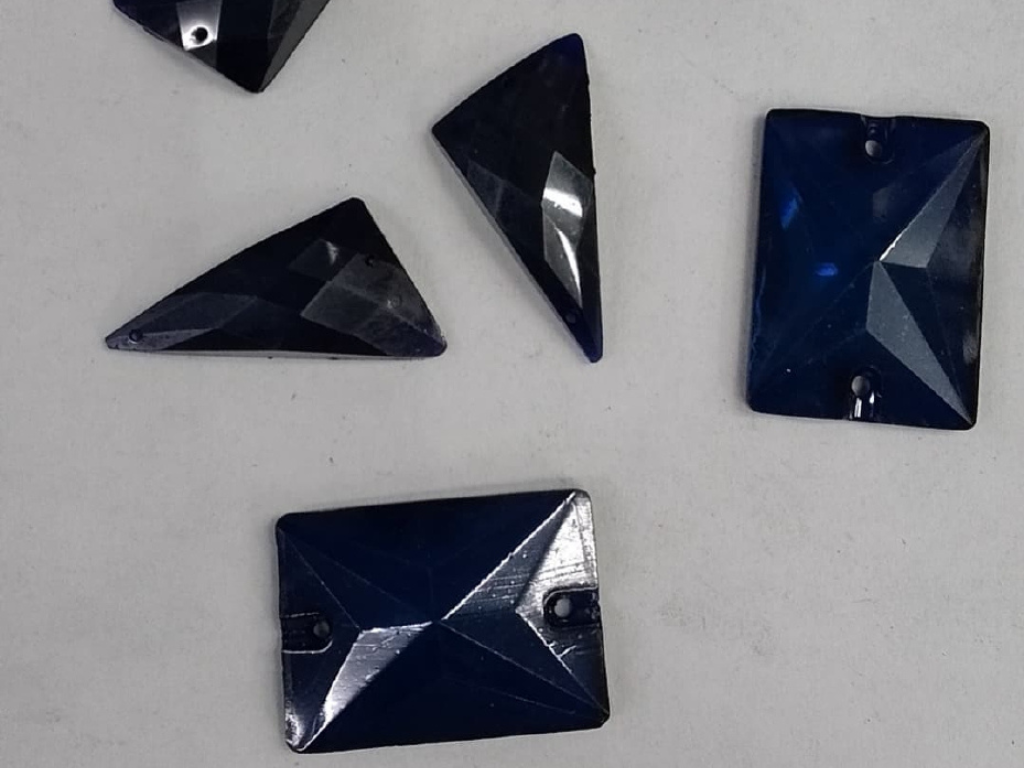 Dark Blue Faceted Mix 2 Hole Plastic Stones