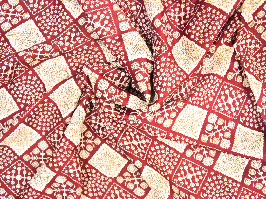 Maroon Diamond Digitally Printed Butter Crepe Fabric