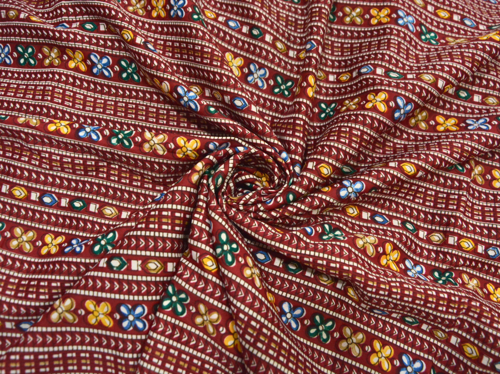 Maroon Traditional Digitally Printed Butter Crepe Fabric