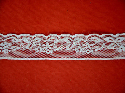 Off White Pattern L-63 Dyeable Cotton Poly Net Lace