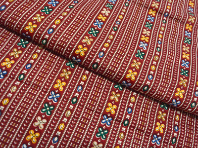 Maroon Traditional Digitally Printed Butter Crepe Fabric