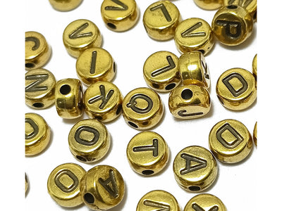 Golden Alphabet Acrylic Beads