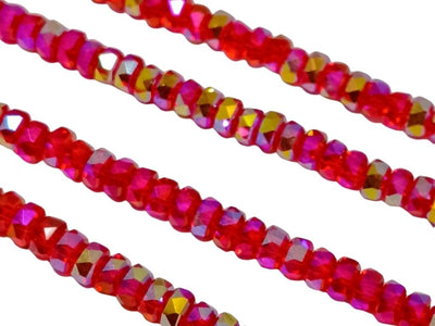Blood Red Rainbow New Half Cut Crystal Beads