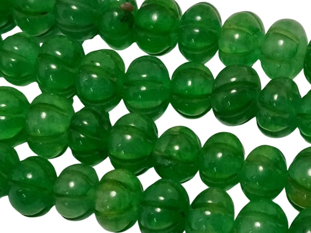 Dark Green Pumpkin Shaped Natural Stone Beads