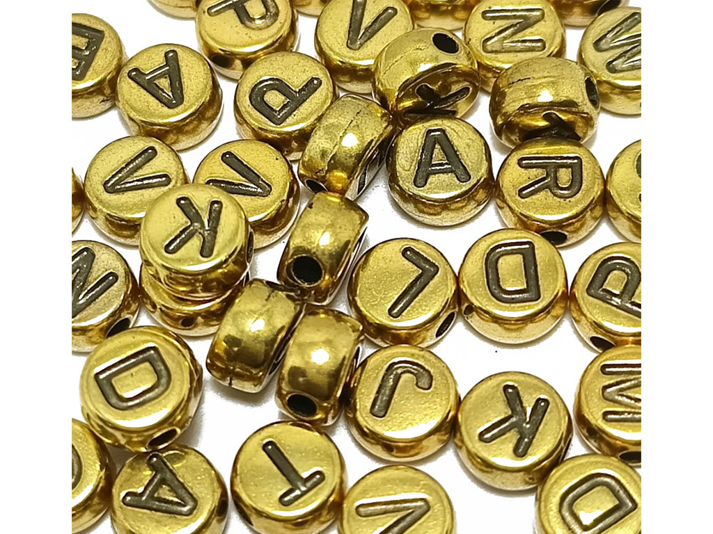 Golden Alphabet Acrylic Beads