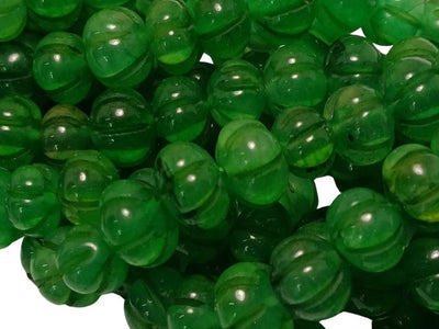 Dark Green Pumpkin Shaped Natural Stone Beads