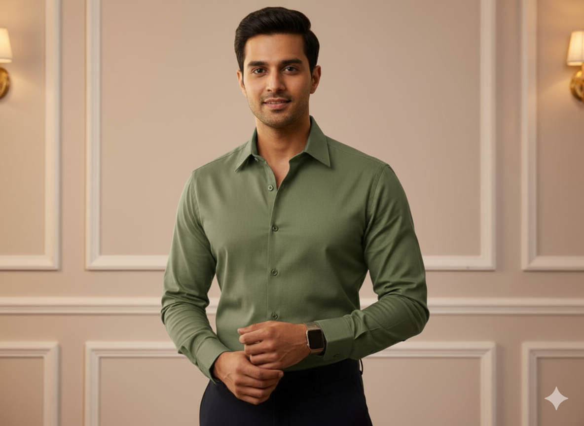 समुद्री शैवाल हरा सादा चमकता हुआ सूती कपड़ा (थोक)