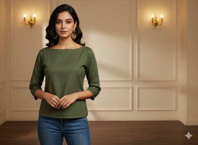 समुद्री शैवाल हरा सादा चमकता हुआ सूती कपड़ा (थोक)