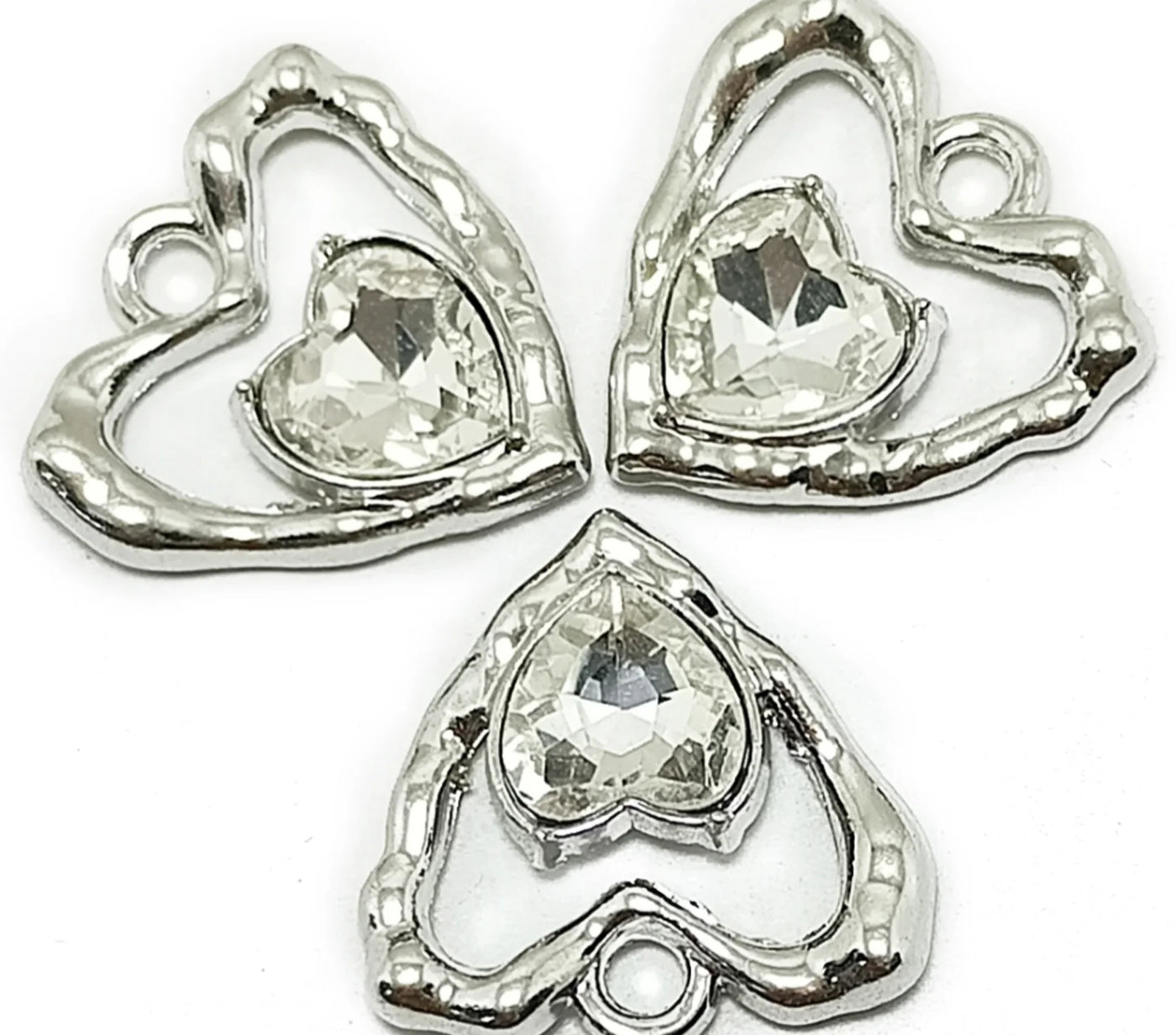 White & Silver Flower Shape Jewelry Charms