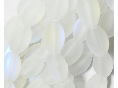 White & Gray Oval Natural Aura Glass Beads