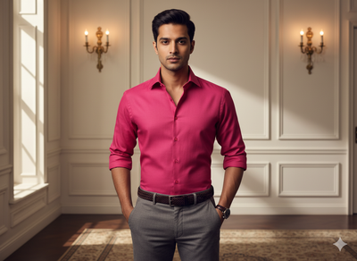 गहरा रोज़वुड गुलाबी सादा ग्लेज्ड कॉटन फ़ैब्रिक