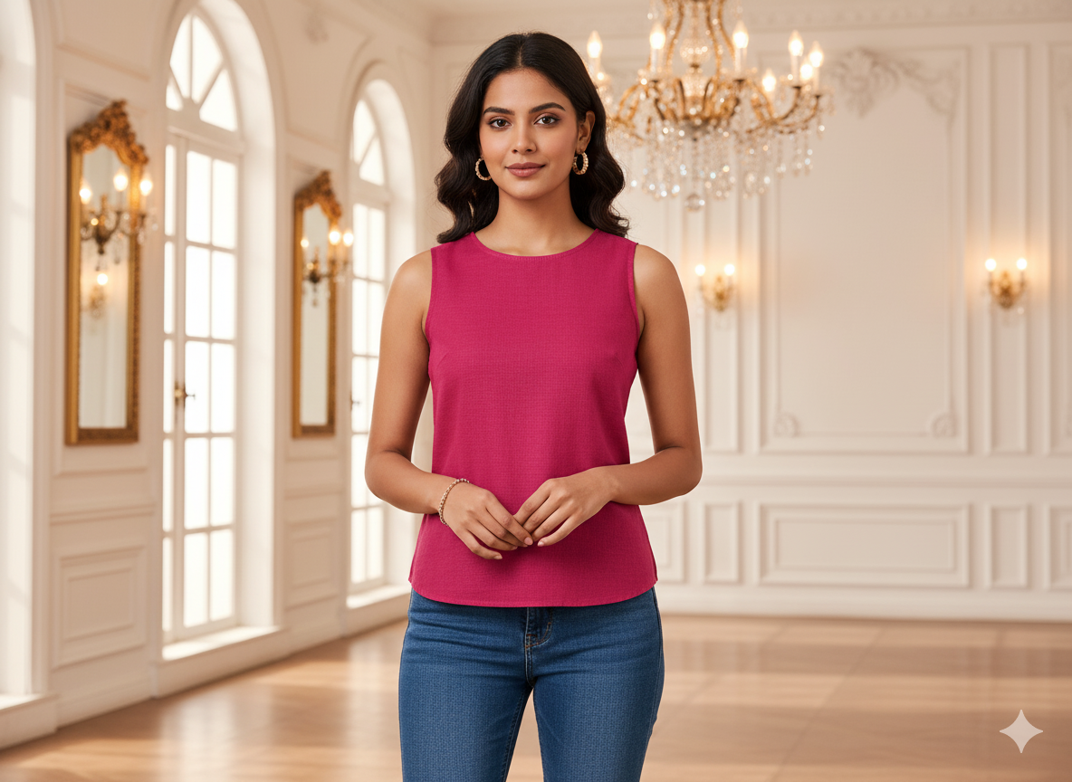 गहरा रोज़वुड गुलाबी सादा ग्लेज्ड कॉटन फ़ैब्रिक (थोक)