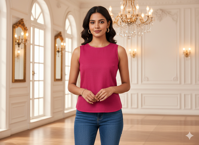 गहरा रोज़वुड गुलाबी सादा ग्लेज्ड कॉटन फ़ैब्रिक (थोक)