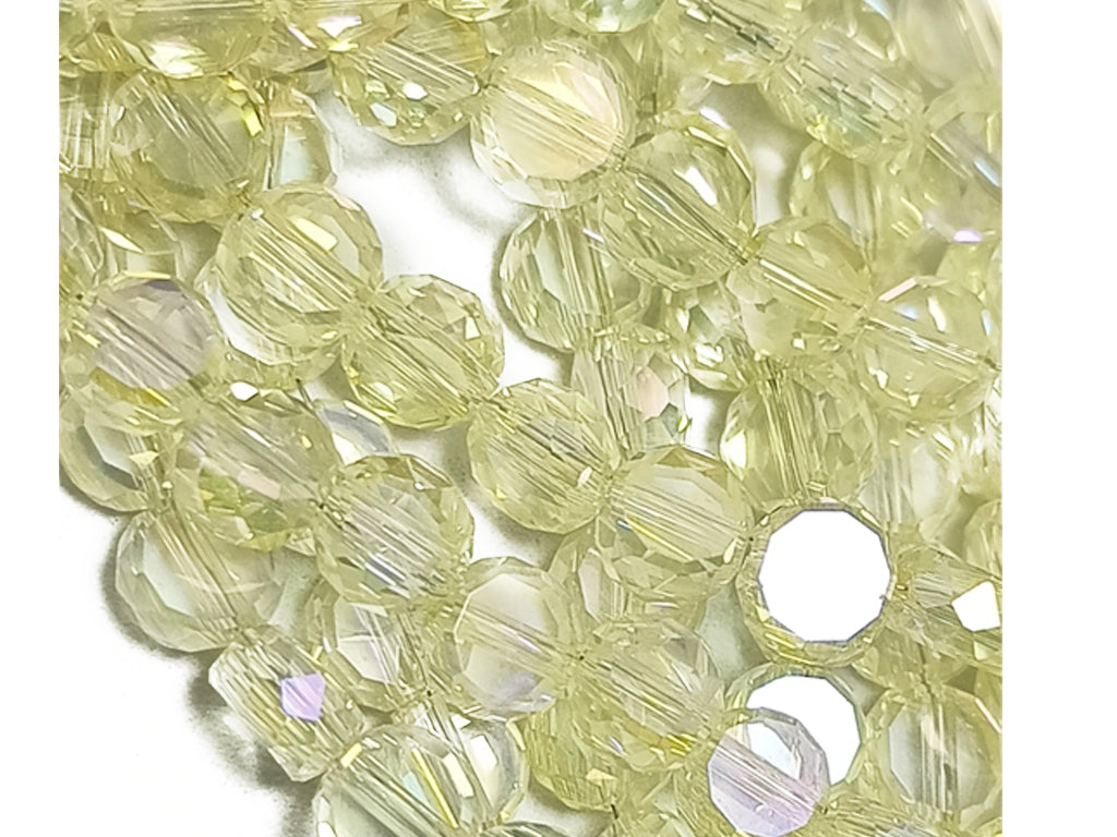 Light Citron Yellow Flat Base Spherical Crystal Beads