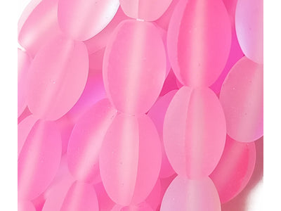 Pink Oval Natural Aura Glass Beads