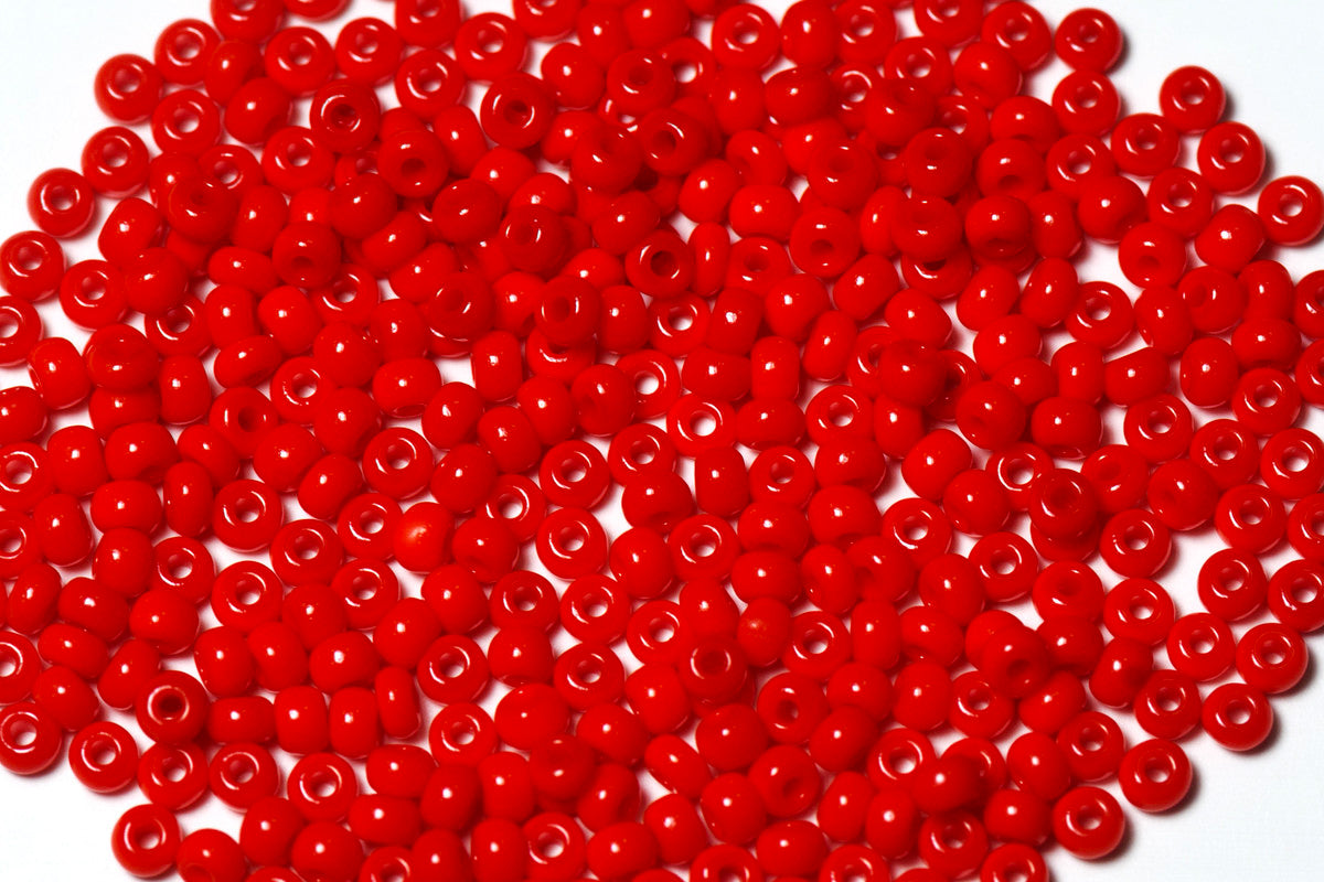 Bright Red Opaque Preciosa Seeds Beads