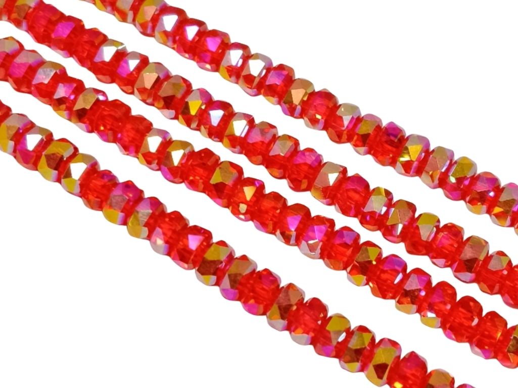 Cherry Red Rainbow New Half Cut Crystal Beads