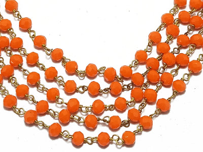 Orange Rondelle Glass Beads Chain