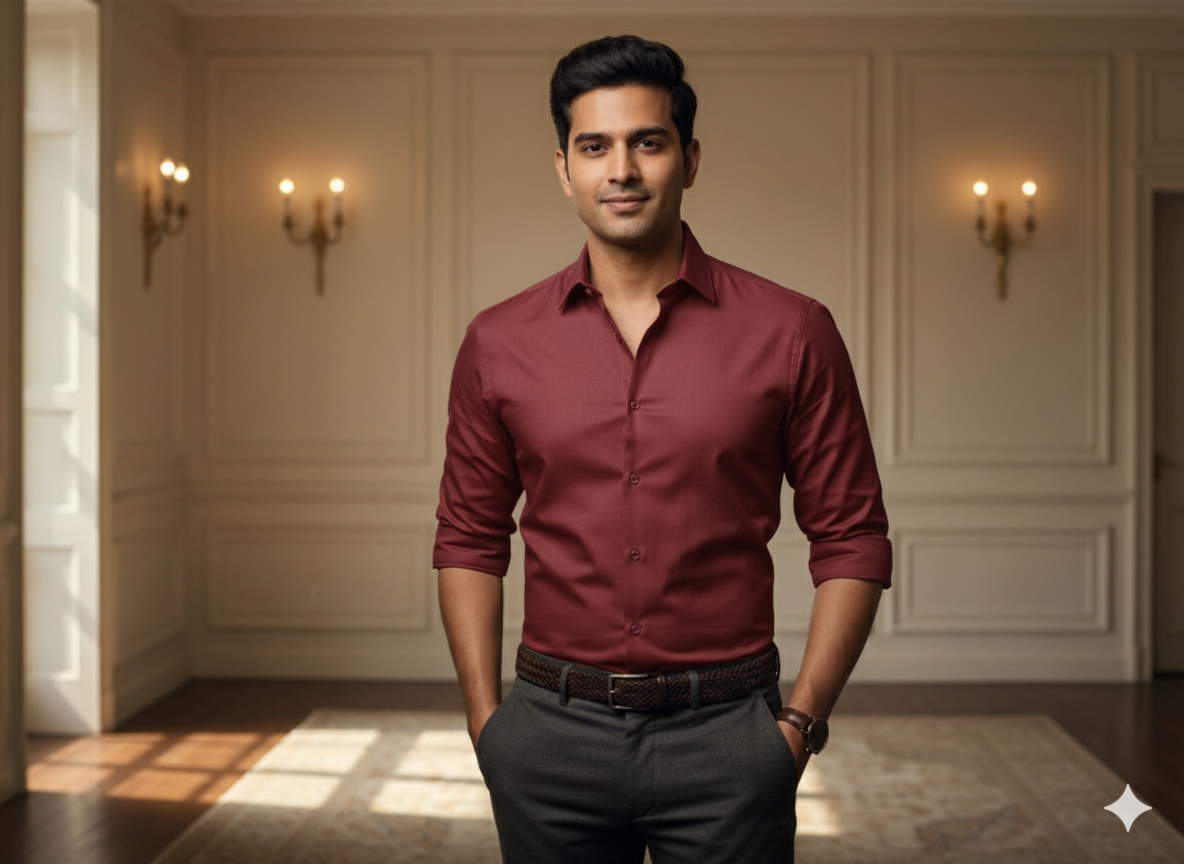 गहरा रक्त लाल सादा ग्लेज्ड कॉटन कपड़ा