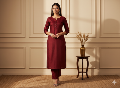 गहरा रक्त लाल सादा ग्लेज्ड कॉटन कपड़ा