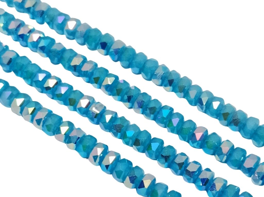 Teal Blue Rainbow New Half Cut Crystal Beads