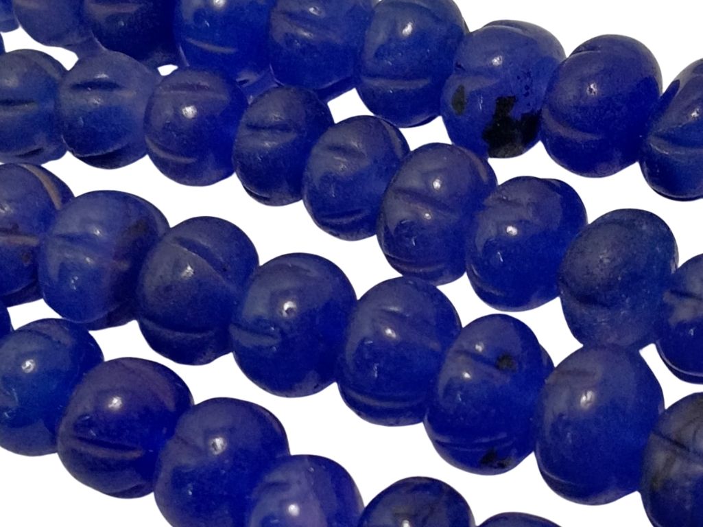 Dark Blue Pumpkin Shaped Natural Stone Beads