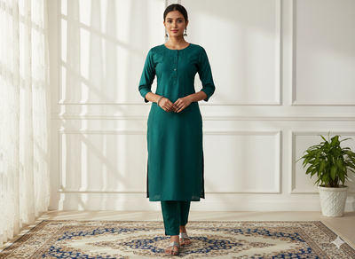 गहरा चैती सादा चमकीला सूती कपड़ा