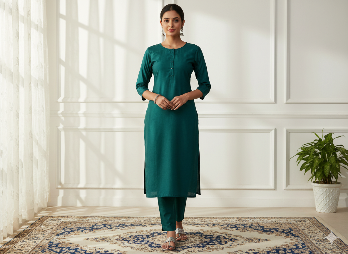 गहरा चैती सादा ग्लेज्ड कॉटन कपड़ा (थोक)