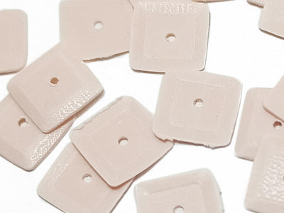 Cream  Cube Shape One Hole Plastic Sequins